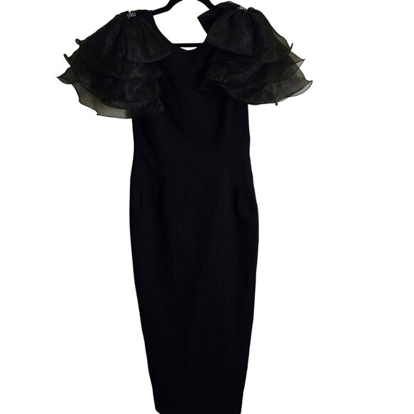 Stunning Formal Wiggle Maxi Dress Unique Ruffled Rhinestone Embellished Size 12 - Picture 1 of 5